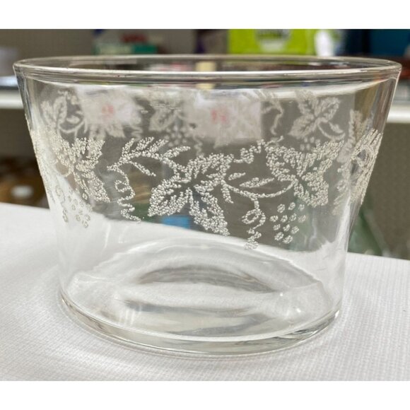 Vintage Etched Glass Bowl With Grape Vine Design - Picture 2 of 4